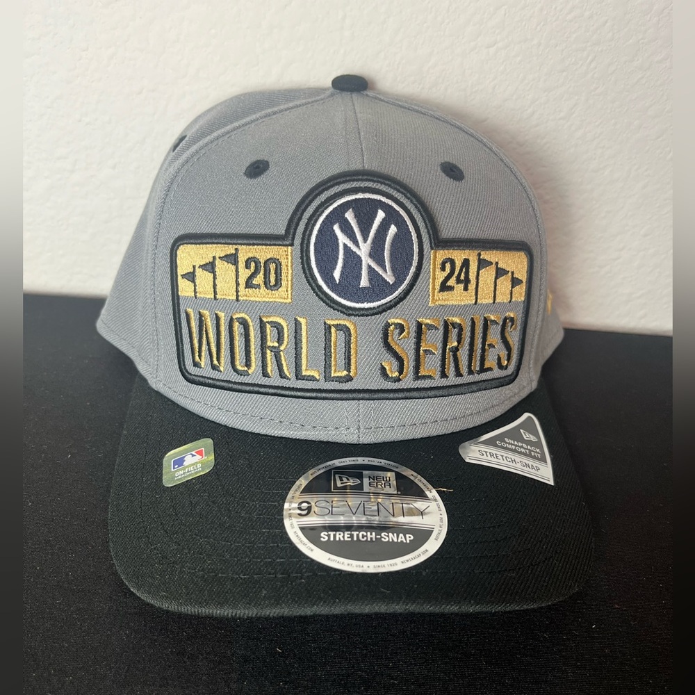 New York Yankees 2024 World Series Cap Hat 9Seventy New Era Stretch-Snap Gray